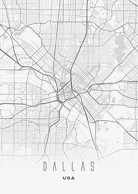 Dallas, USA – Minimalist Metro City Map Art Print