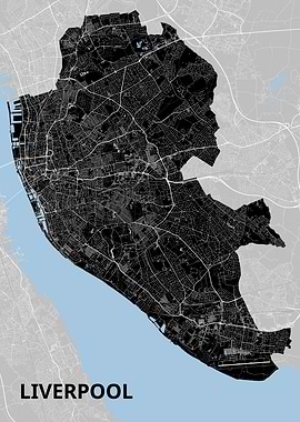 Liverpool City Map - Black and White