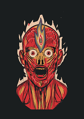 Surreal Screaming Head with Third Eye