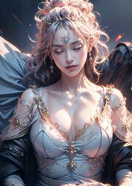 Elegant Woman with Crown and Gown