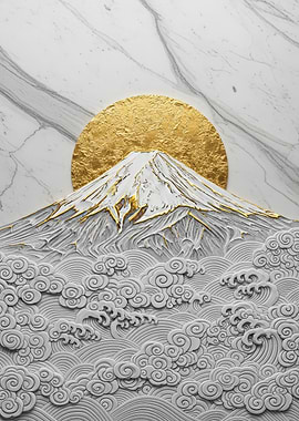 Mount Fuji with Golden Sun