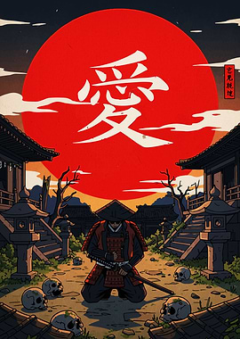 Samurai with Katana in Japanese Setting