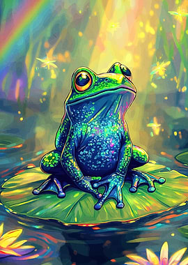 Colorful Frog Lily Pad