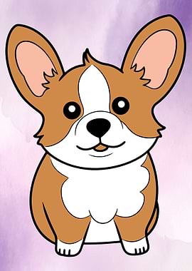 Cute Corgi Cartoon Illustration