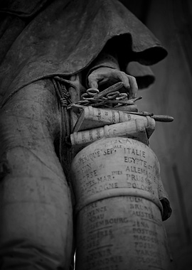 Monumental Stone Figure with Inscriptions