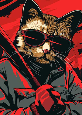 Cool Cat with Baseball Bat