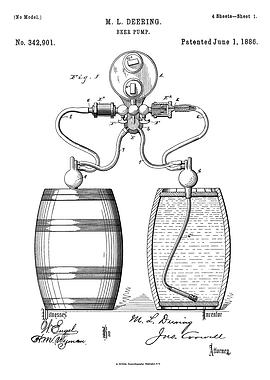 M.L. Deering Beer Pump Patent Drawing