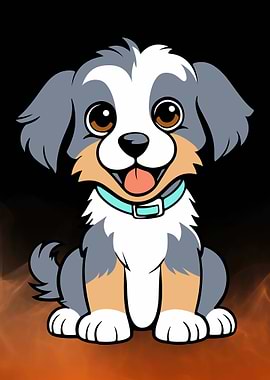 Cartoon Puppy with Collar