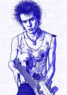 Sid Vicious Blue Sketch