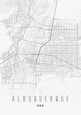 Albuquerque, USA - Minimalist Urban City Map Art