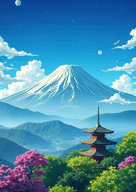 Mount Fuji Pagoda Landscape