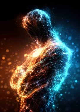 Abstract Figure in Blue and Orange