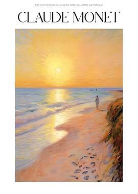 Claude Monet Inspired Beach Sunset Painting