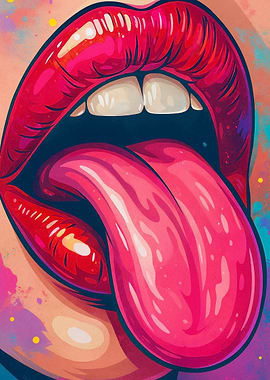 Bright Pink Lips and Tongue Artwork