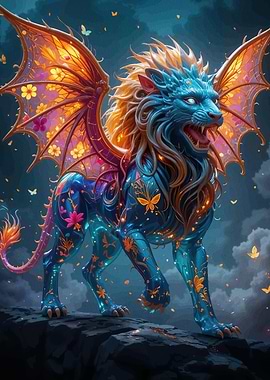 Winged Lion Fantasy Creature