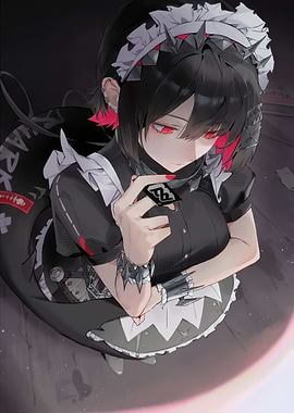 Anime Girl in Maid Outfit with Shark