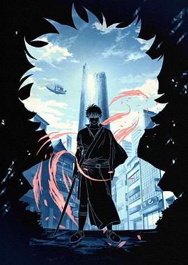 Gintama Gintoki Silhouette Double Exposure