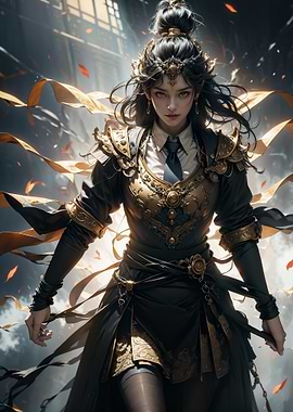 Warrior Woman in Armor and Tie