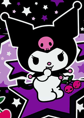 Kuromi character with skull cherries