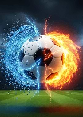 Soccer ball fire and water