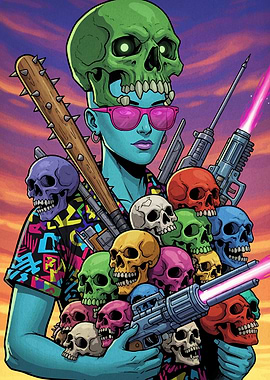 Skull Queen with Weapons and Skulls