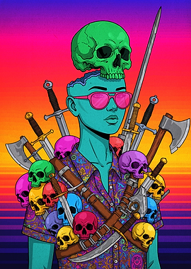 Skull Topped Warrior with Swords