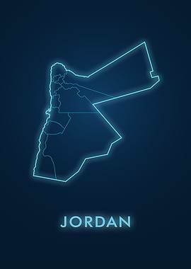 Jordan Map Neon Blue Outline