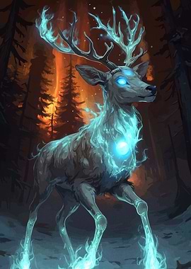 Mystical Glowing Deer Forest