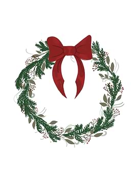 Christmas Wreath with Red Bow