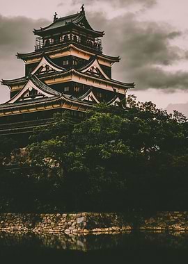 Japanese Castle Under Cloudy Sky