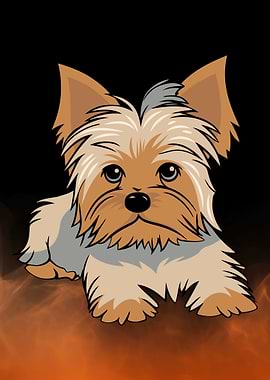 Cartoon Yorkshire Terrier Portrait