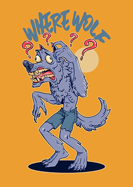 Confused Cartoon Werewolf Illustration