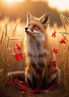 Fox in a wheat field