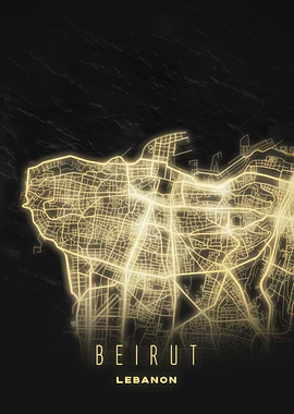 Beirut, Lebanon - Radiant Coastal City Map Art Print