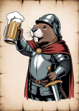 Beaver Knight with Beer