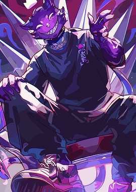 Purple Character with Sharp Teeth