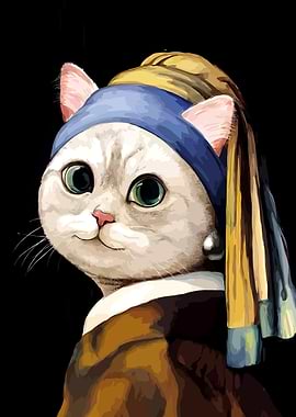 Cat with a Pearl Earring Parody