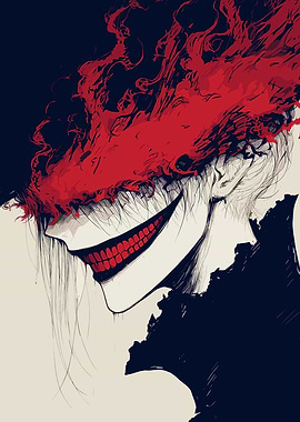 Creepy Smile with Red Flames