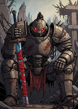 Armored Robot Warrior with Sword