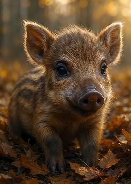 Adorable Wild Boar Piglet Portrait