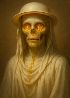 Golden Honey Dripping Skeleton Art