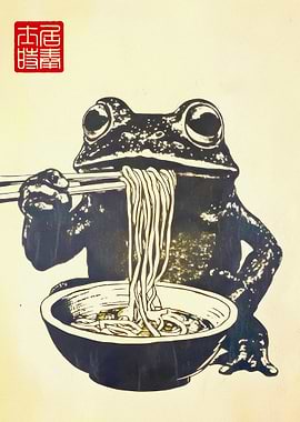 Frog Eating Noodles