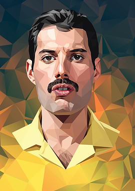 Freddie Mercury Low Poly Portrait