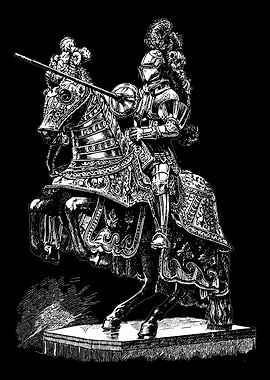 Knight on Horseback Black and White