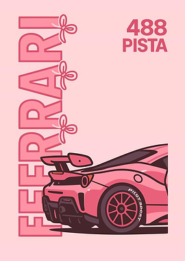Pink Ferrari 488 Pista Illustration