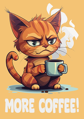 funny Cat Demands More Coffee