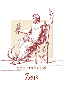 Zeus Illustration with Eagle and Scepter