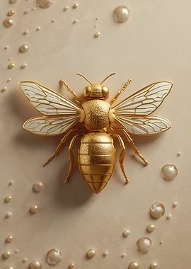 Golden Bee with Pearl Accents