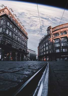 Cityscape with Earth in the Sky