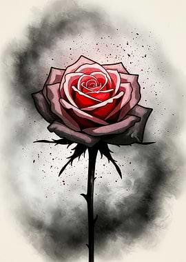 Red and Gray Rose